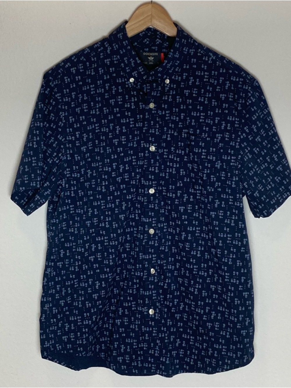 Dockers Large Comfort Flex No Wrinkle Button Down Floral Pattern Blue Casual Job